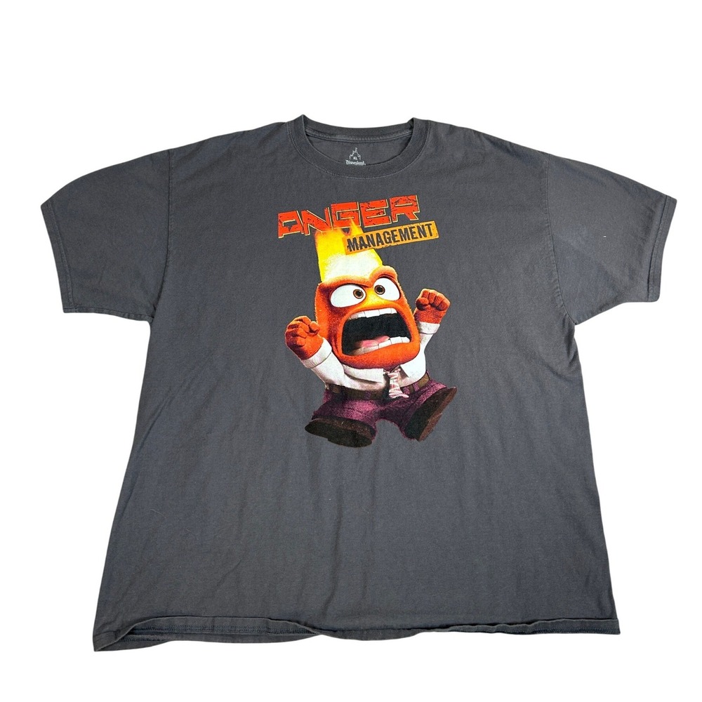 Disney Parks Inside Out Anger Management T Shirt Mens XL Gray Hanes Cotton Tee‎